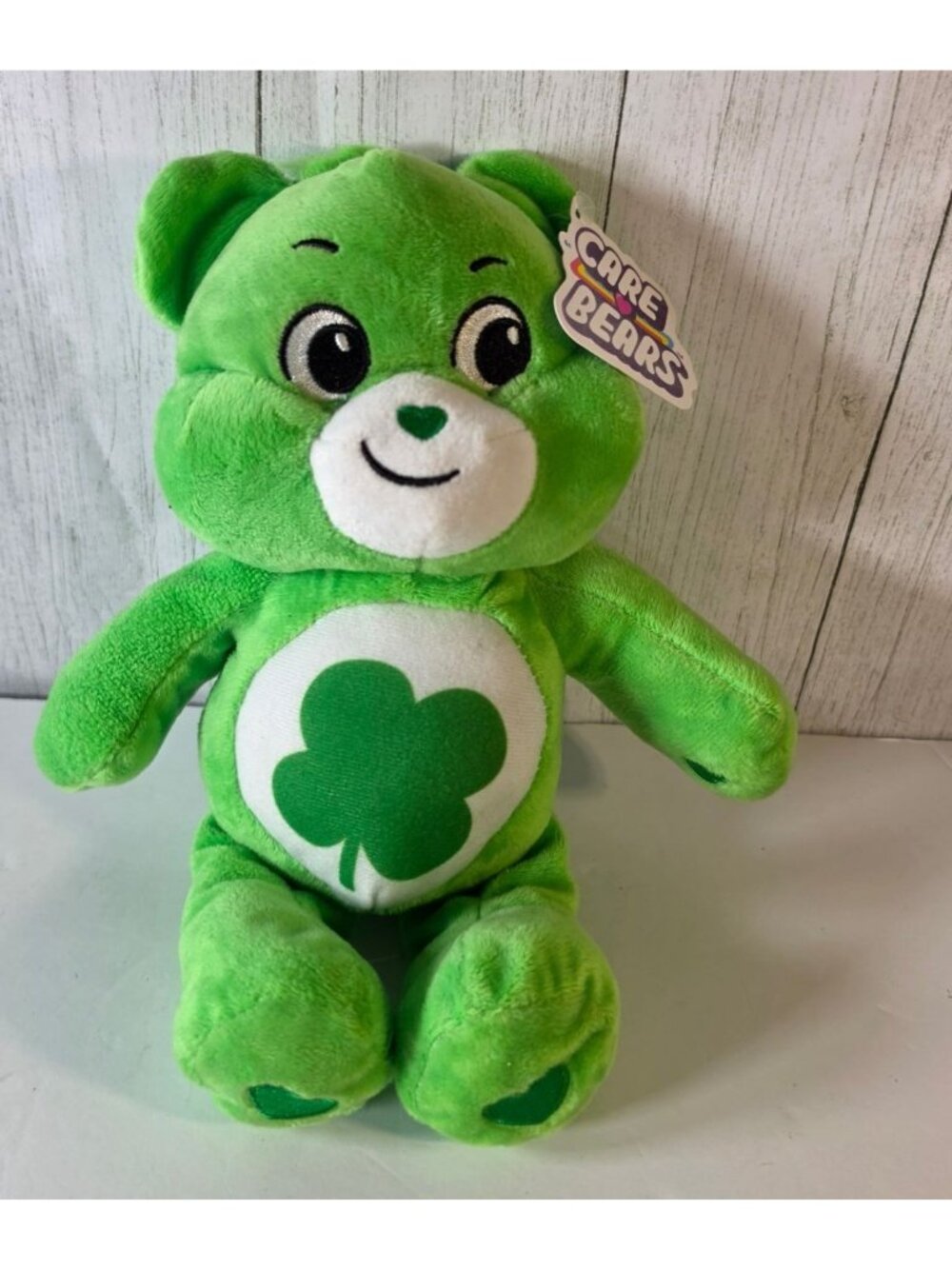 CARE BEARS GOOD LUCK BEAR PLUSH 2020 GREEN SHAMROCK CLOVER STUFFED ANIMAL TOY NW